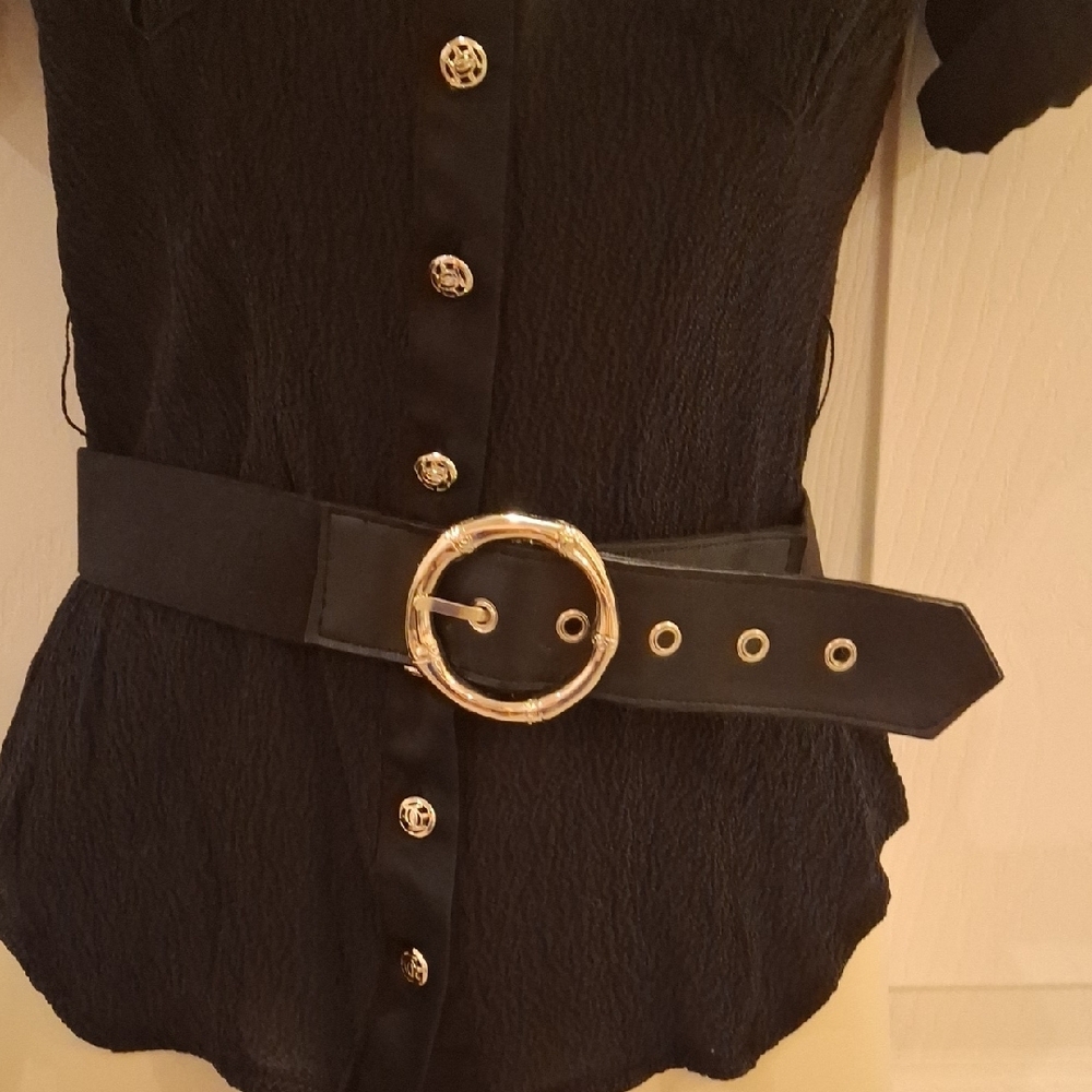 BEBE Black Button-Up Women's Top - Picture 5 of 10